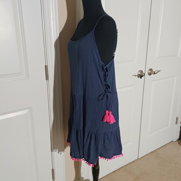 Xhilaration Other - XHILARATION by TARGET Navy/Neon Pink Tassel Swim Cover-Up